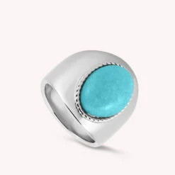 Bague Large ALOHA - Turquoise / Argenté