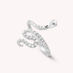 Bague Large SNAKY - Cristal / Argenté