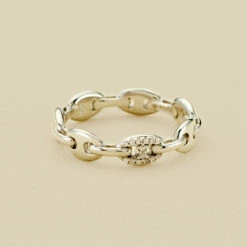 Bague Fine ETREINTE - Cristal / Argenté