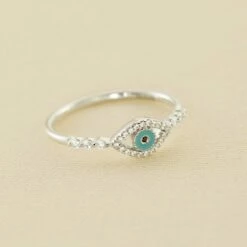 Bague Fine LUCKY EYE - Turquoise / Argenté