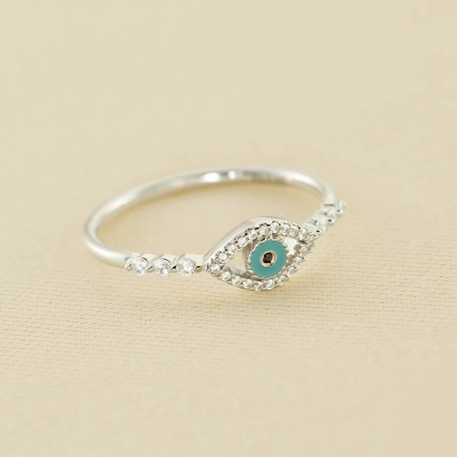 Bague Fine LUCKY EYE - Turquoise / Argenté
