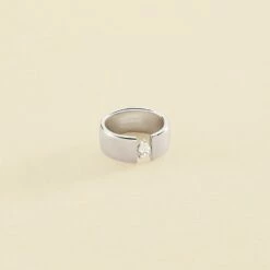 Bague Large JADE - Cristal / Argenté