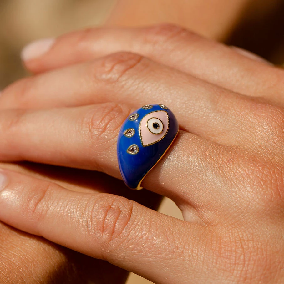 Bague Large CYCLADES - Bleu / Doré – Image 2