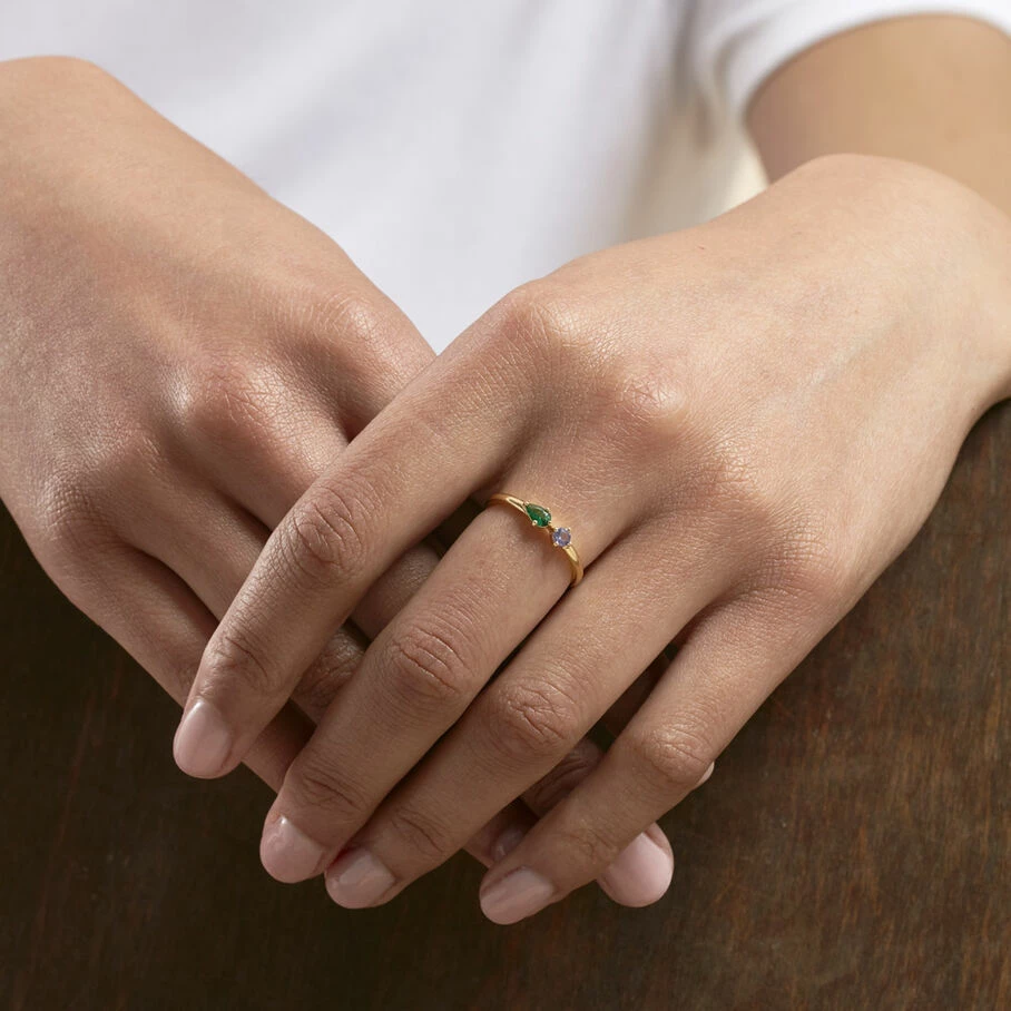 Bague Fine ASTRE - Vert / Doré – Image 2