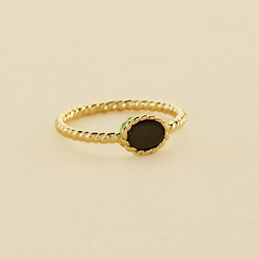 Bague Fine ATMA - Onyx/ Vert