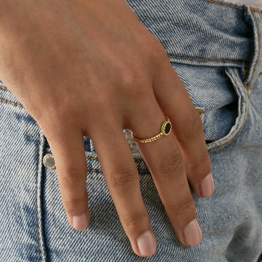 Bague Fine ATMA - Onyx/ Vert â Image 2