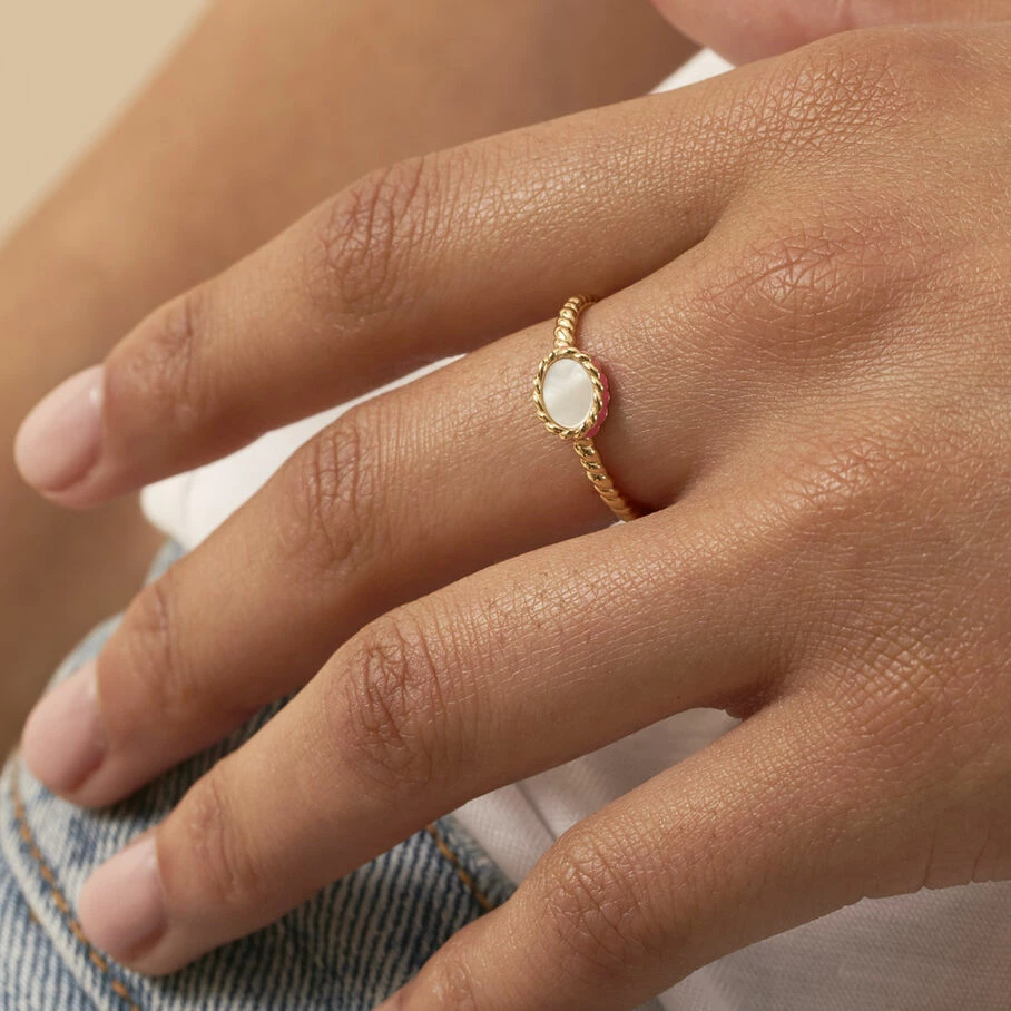 Bague Fine ATMA - Nacre /rose â Image 2