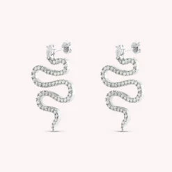 Boucles D'oreilles Pendantes SNAKY - Cristal / Argenté