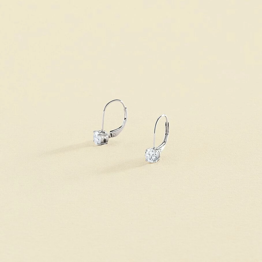 Boucles D'oreilles Pendantes SOL - Cristal / Argenté