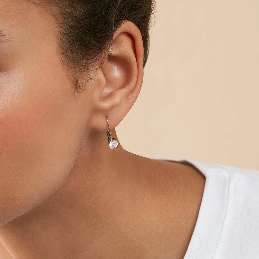 Boucles D'oreilles Pendantes SOL - Cristal / Argenté – Image 2