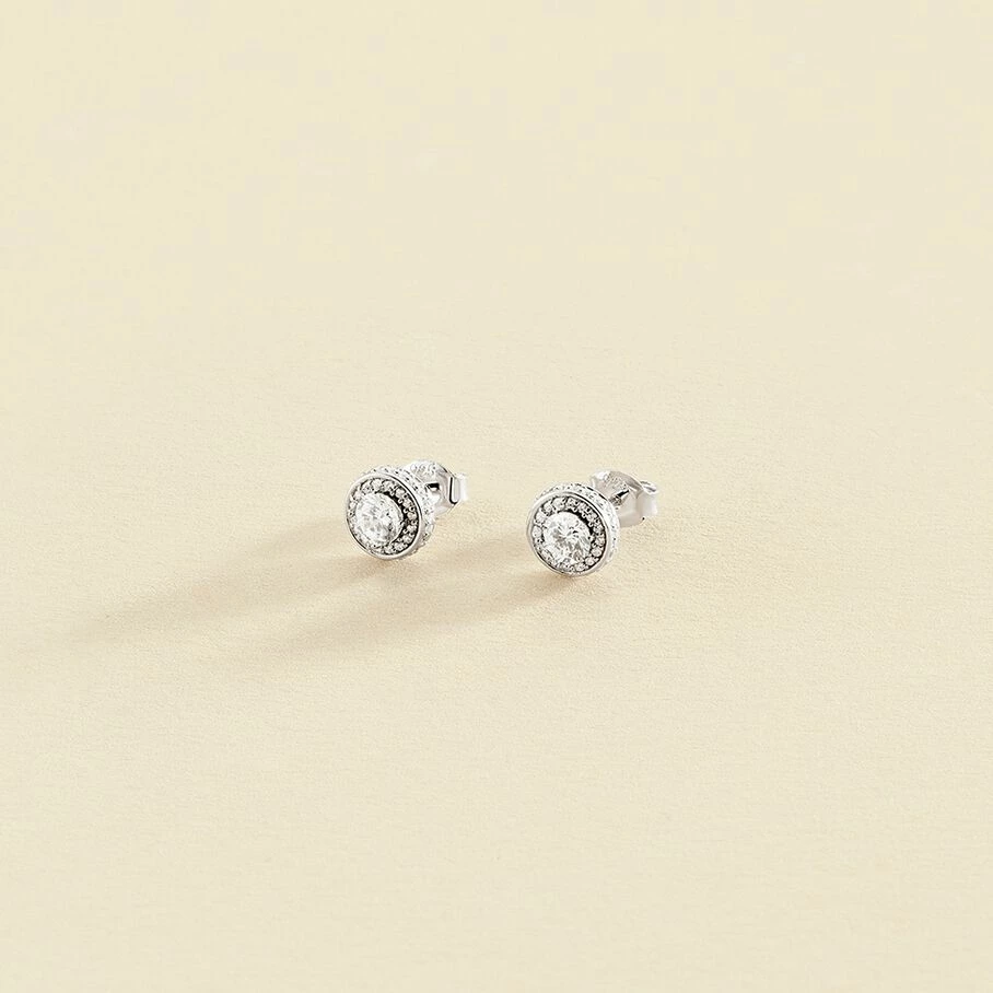 Boucles D'oreilles Puces IMPERIAL - Cristal / Argenté