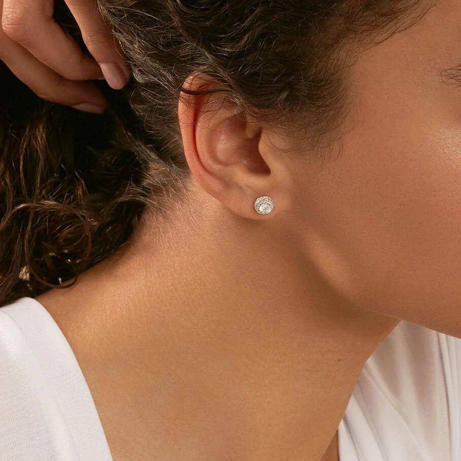 Boucles D'oreilles Puces IMPERIAL - Cristal / Argenté – Image 2