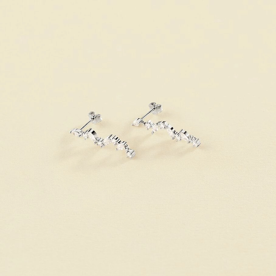 Boucles D'oreilles Pendantes PLEIADES - Cristal / Argenté