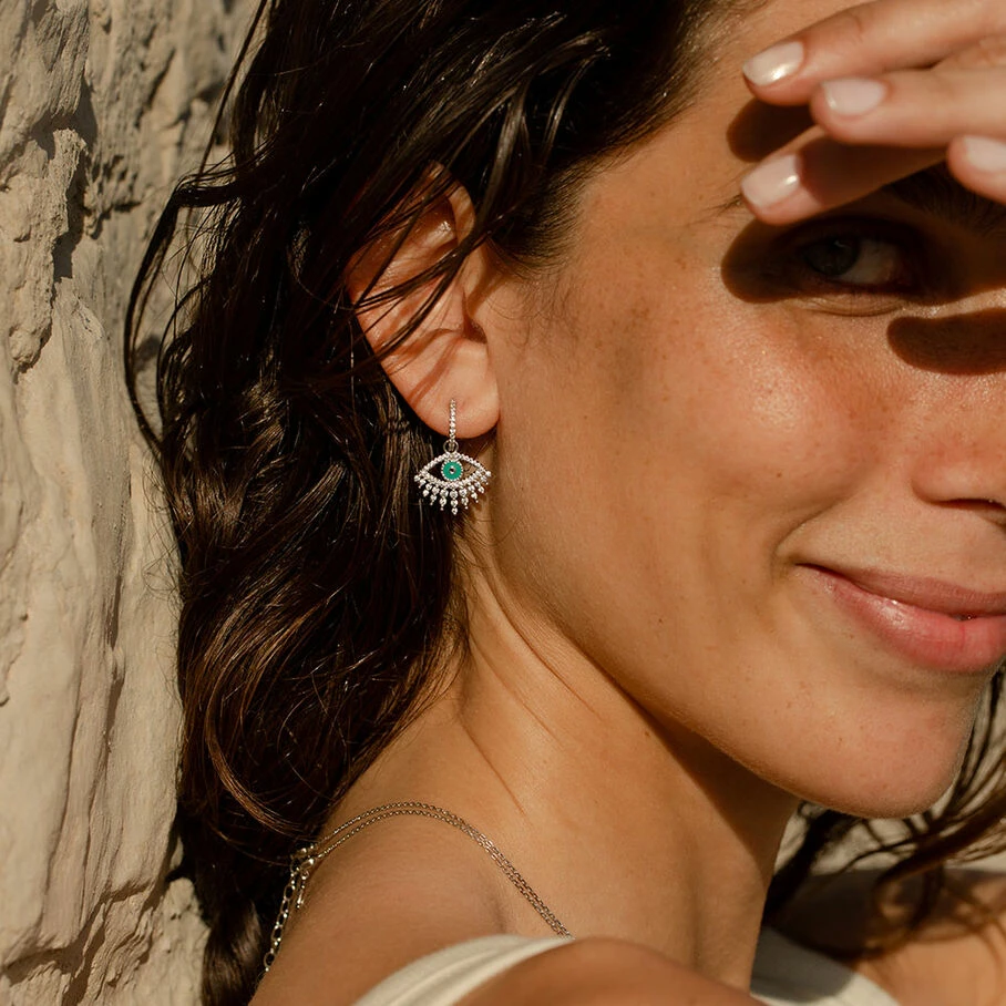 Créoles LUCKY EYE - Turquoise / Argenté – Image 3