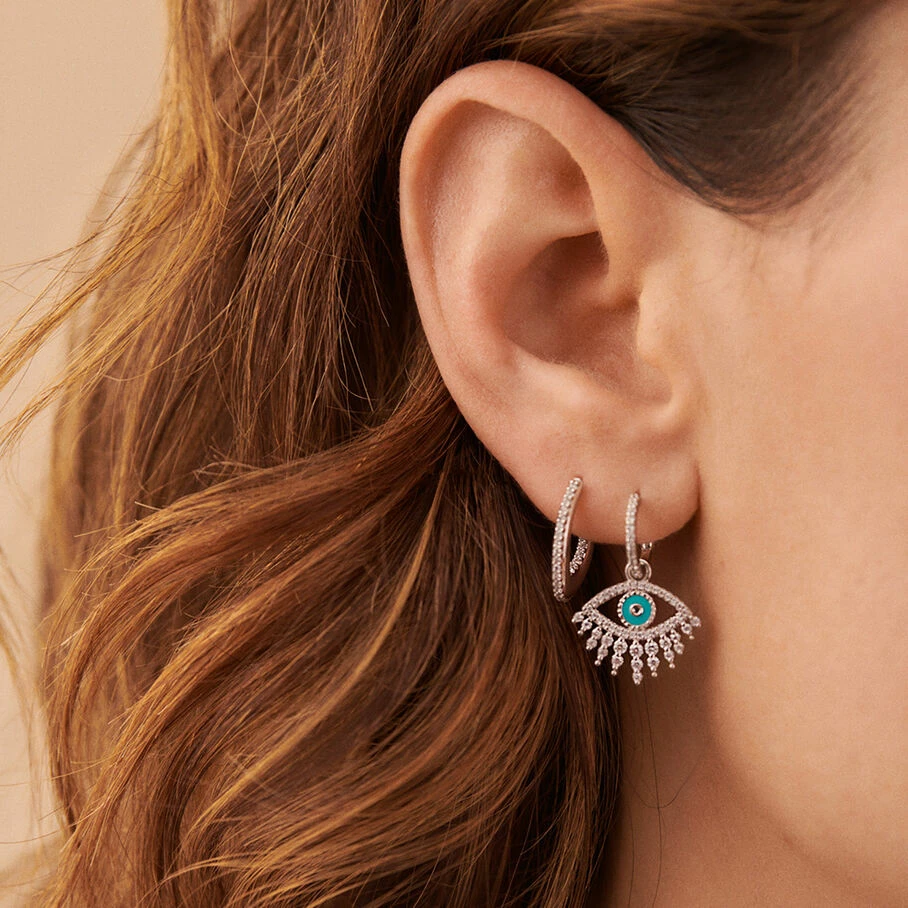 Créoles LUCKY EYE - Turquoise / Argenté – Image 4