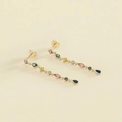 Boucles D'oreilles Pendantes CASCADA - Multicolore / Doré