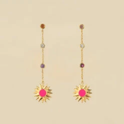 Boucles D'oreilles Pendantes RODEO - Multicolore / Doré