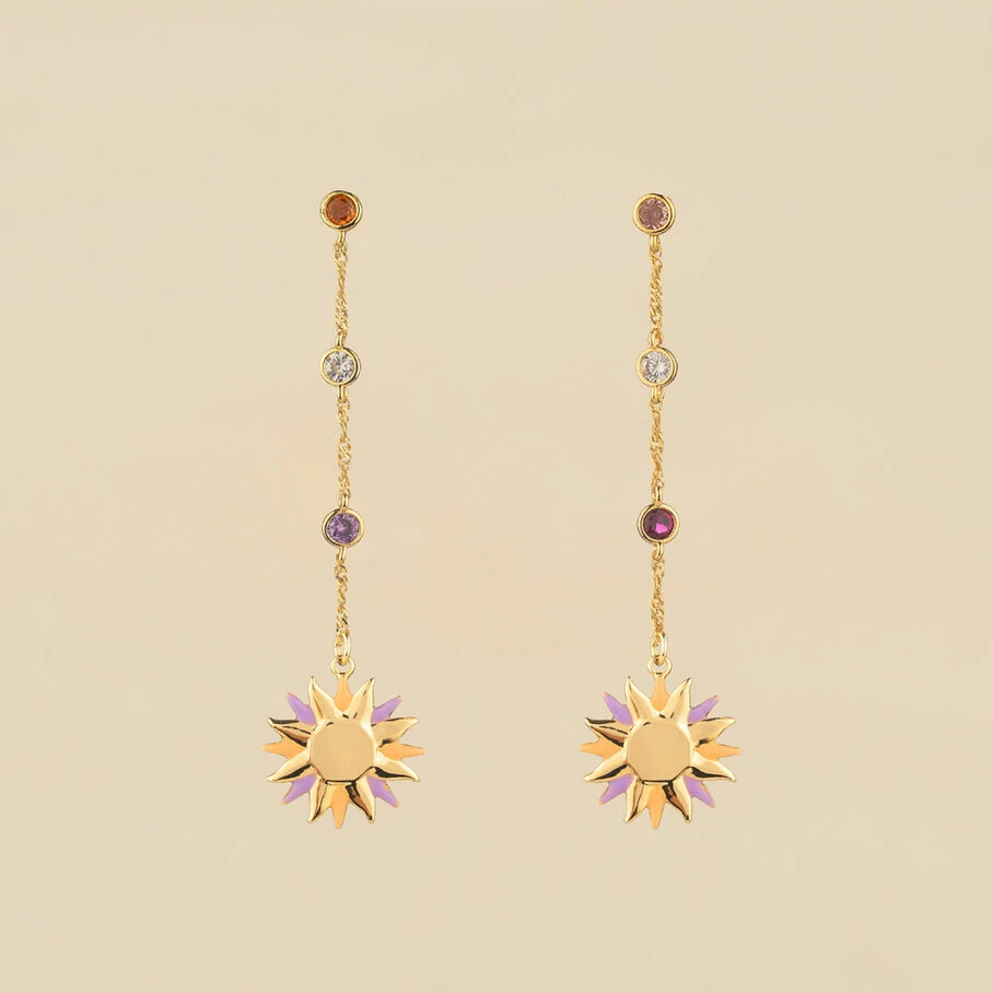 Boucles D'oreilles Pendantes RODEO - Multicolore / Doré – Image 2