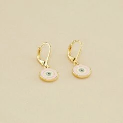 Boucles D'oreilles Pendantes CYCLADES - Rose Pùle/ Doré