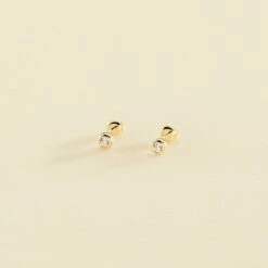 Boucles D'oreilles Puces BRILLANT - Cristal / Doré