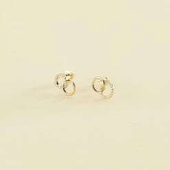 Boucles D'oreilles Puces RONDOU - Cristal / Doré