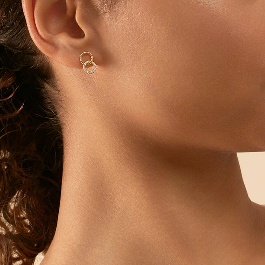 Boucles D'oreilles Puces RONDOU - Cristal / Doré – Image 2