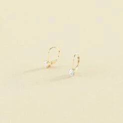 Boucles D'oreilles Pendantes SOL - Cristal / Doré