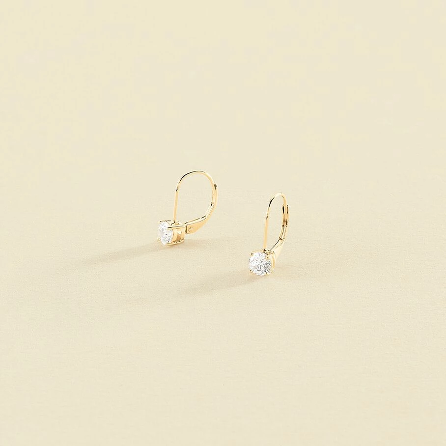 Boucles D'oreilles Pendantes SOL - Cristal / Doré