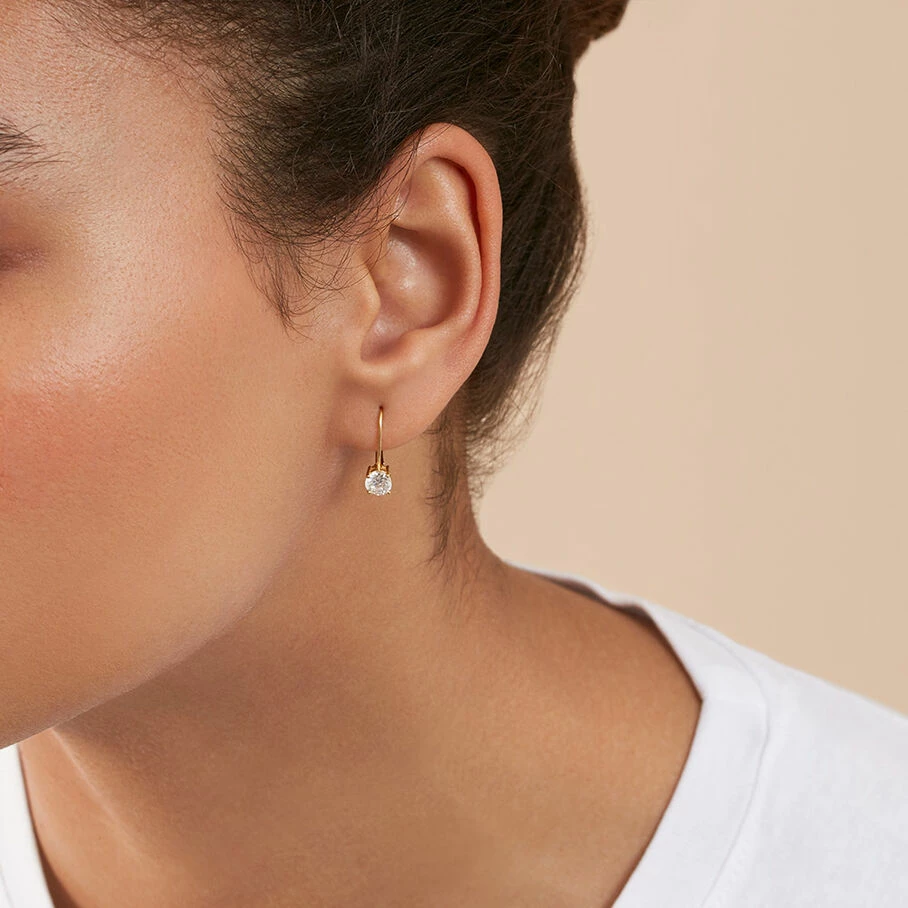 Boucles D'oreilles Pendantes SOL - Cristal / Doré – Image 2