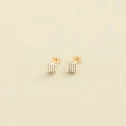 Boucles D'oreilles Puces GLORIA - Cristal / Doré