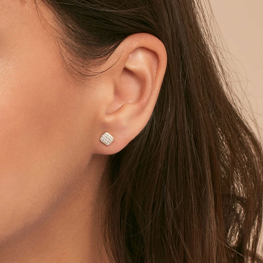 Boucles D'oreilles Puces GLORIA - Cristal / Doré – Image 2