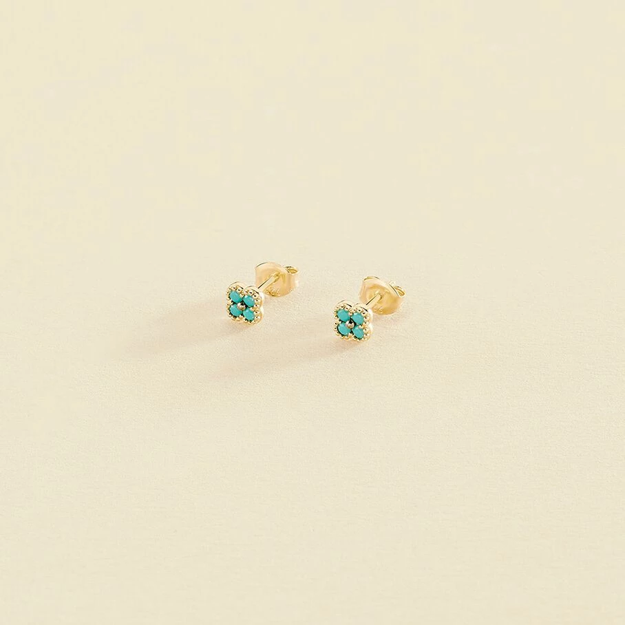 Boucles D'oreilles Puces BELOVED - Turquoise / Doré