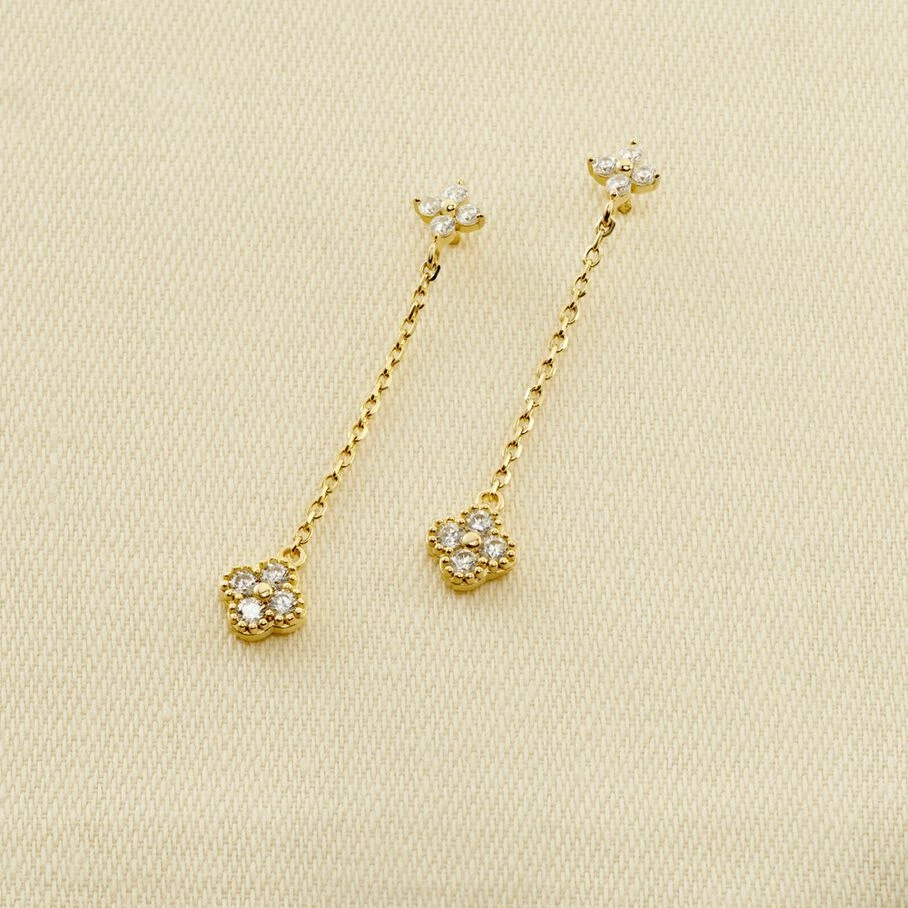 Boucles D'oreilles Pendantes BELOVED - Cristal / Doré