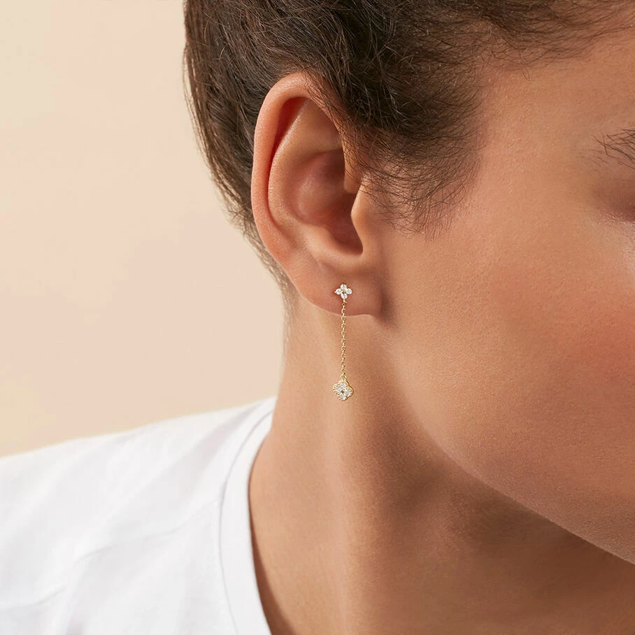 Boucles D'oreilles Pendantes BELOVED - Cristal / Doré – Image 2