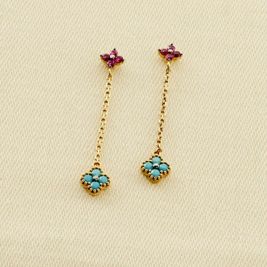 Boucles D'oreilles Pendantes BELOVED - Multicolore / Doré