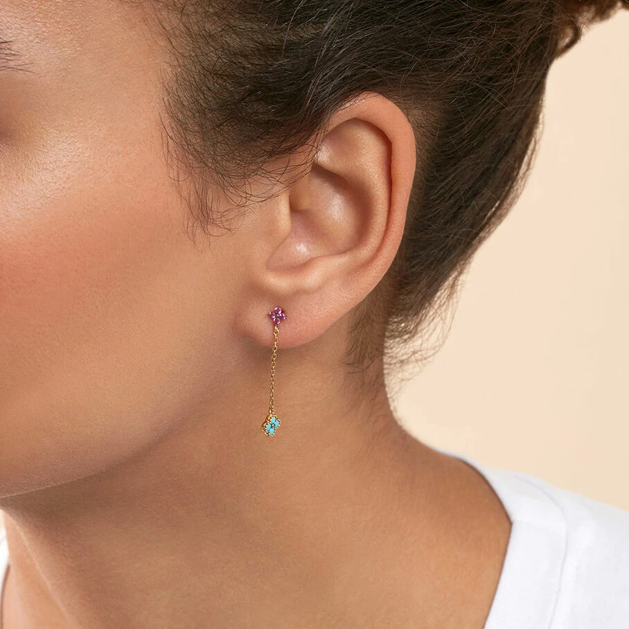 Boucles D'oreilles Pendantes BELOVED - Multicolore / Doré – Image 2