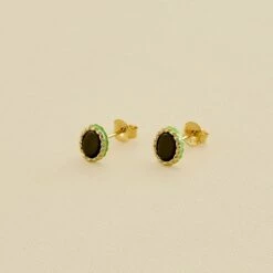 Boucles D'oreilles Puces ATMA - Onyx/ Vert