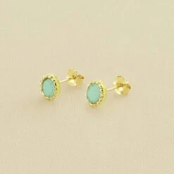 Boucles D'oreilles Puces ATMA - Amazonite/ Jaune