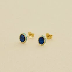 Boucles D'oreilles Puces ATMA - Lapis/ Bleu