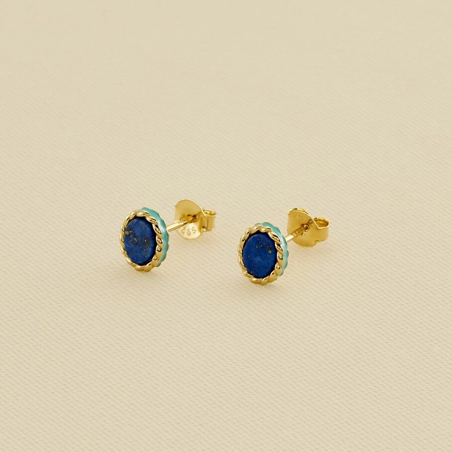 Boucles D'oreilles Puces ATMA - Lapis/ Bleu