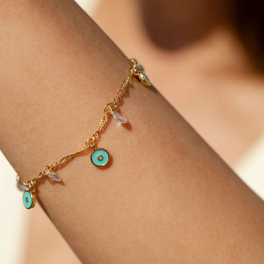 Bracelet Souple CYCLADES - Turquoise / Doré – Image 2