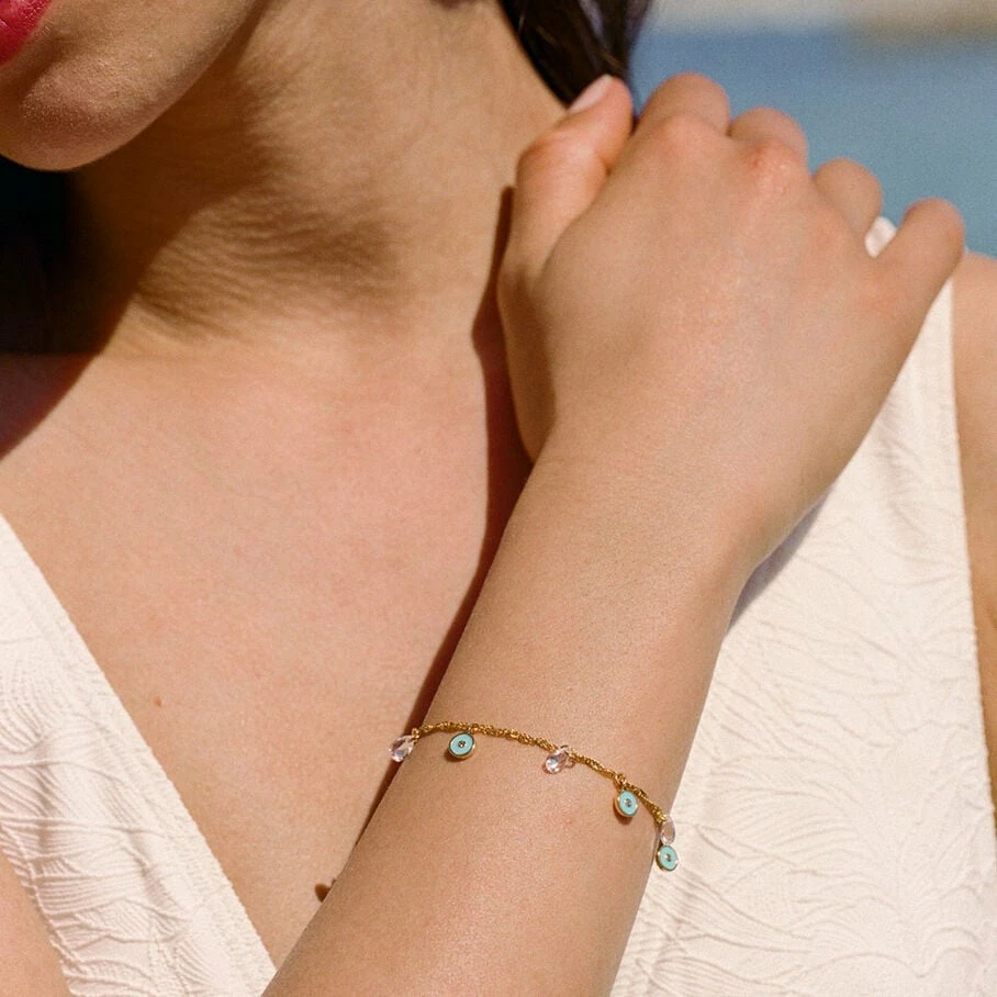 Bracelet Souple CYCLADES - Turquoise / Doré – Image 3