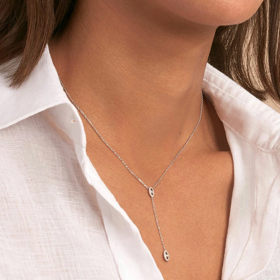 Collier Mi-long ETREINTE - Cristal / Argenté – Image 2