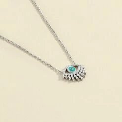 Collier Mi-long LUCKY EYE - Turquoise / Argenté