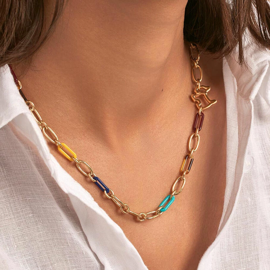 Collier Mi-long CHIEN - Multicolore / Doré – Image 2