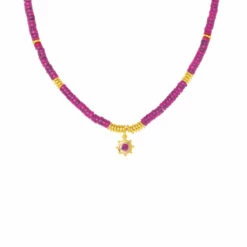 Collier Ras Du Cou BAIA - Fuchsia / Doré