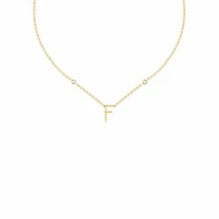 Collier Ras Du Cou LETTRE F - Cristal / Doré