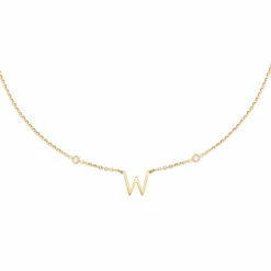 Collier Ras Du Cou LETTRE W - Cristal / Doré