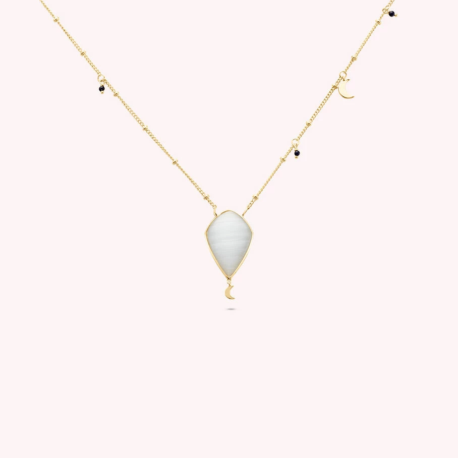 Collier Mi-long CREPUSCULE - Blanc / Doré