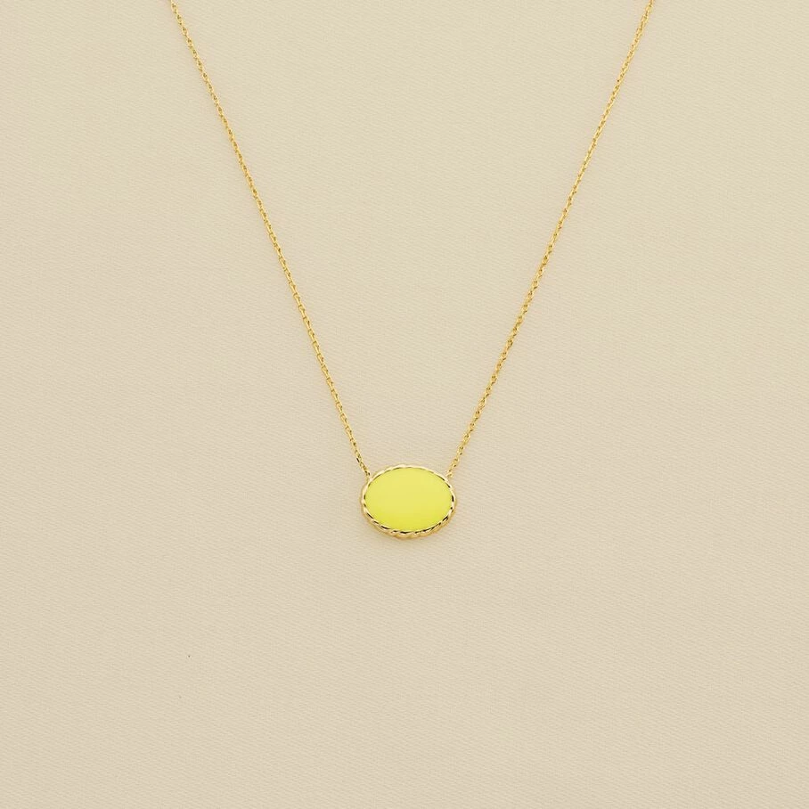 Collier Mi-long ATMA - Amazonite/ Jaune â Image 2